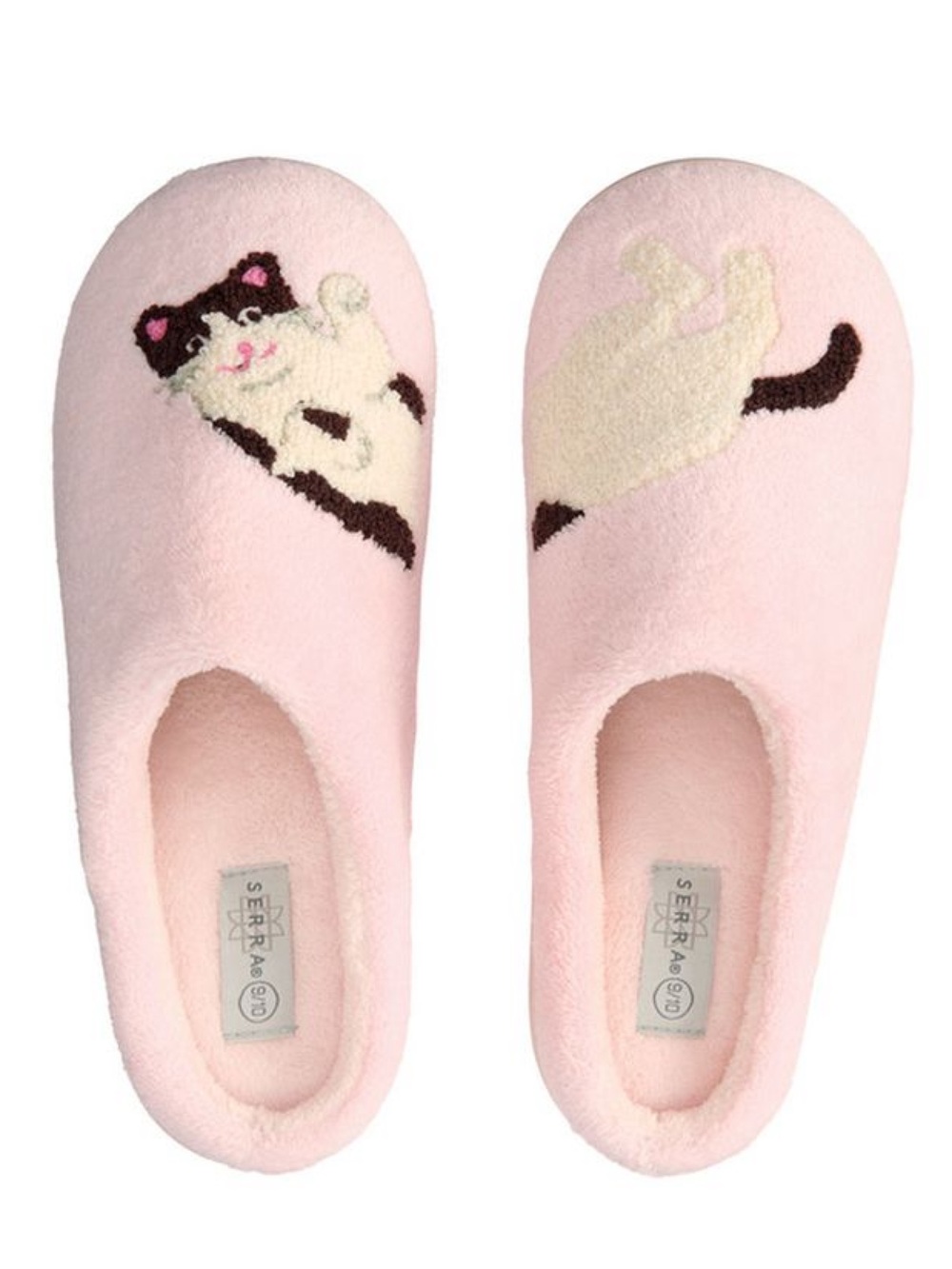 New! Serra Pink Cat Plush Ladies Slippers, size 7/8